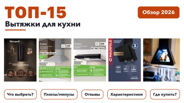 Лучшие вытяжки для кухни 2026: выбирали из более 280 товаров с высоким рейтингом