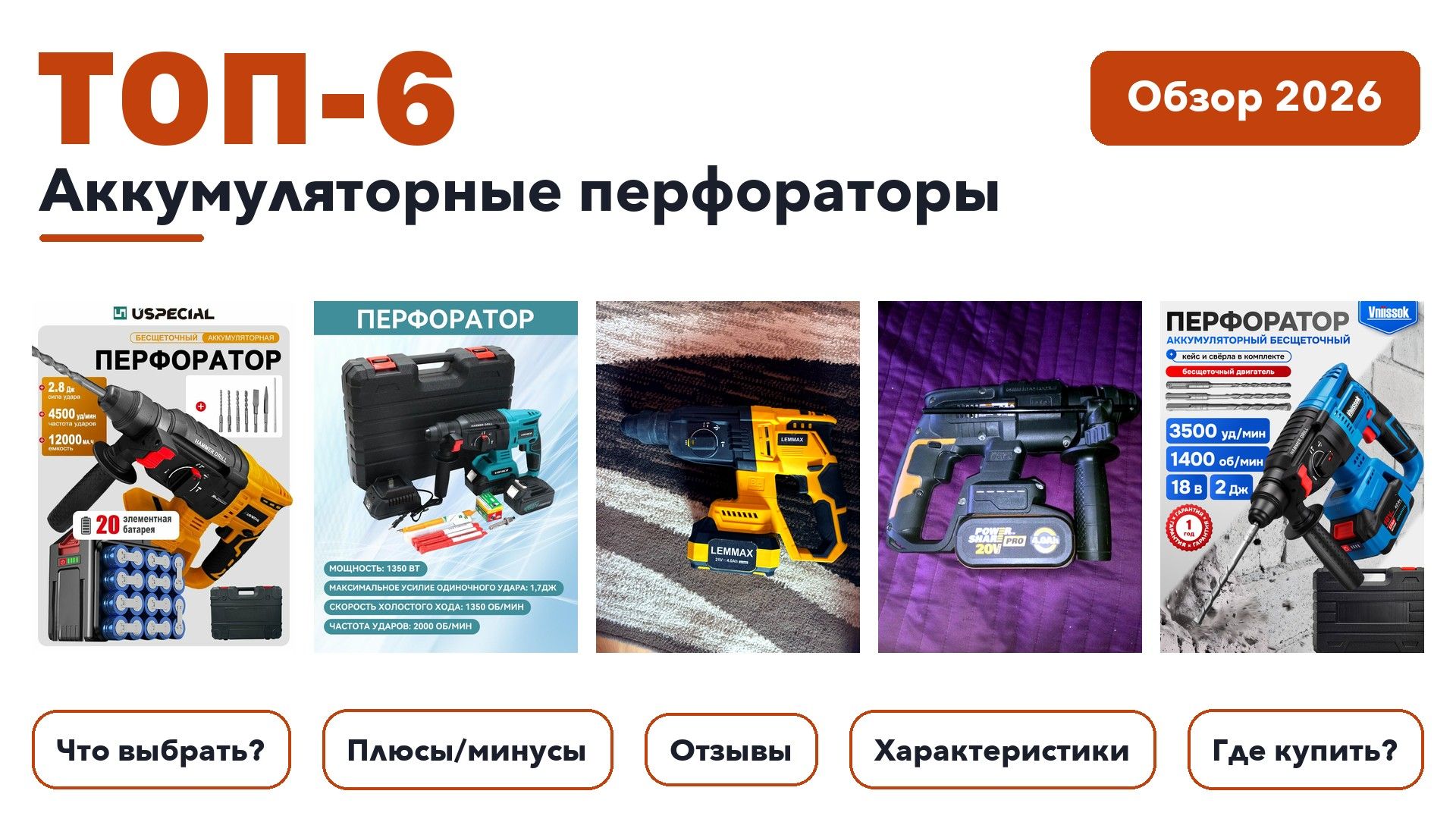 Популярные аккумуляторные перфораторы 2026: выбирали из более 100 товаров с высоким рейтингом