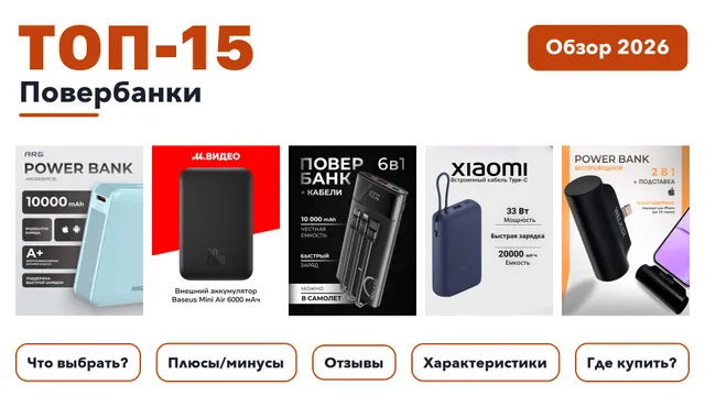 Лучшие повербанки 2026: разобрали более 210 товаров с высоким рейтингом и выбрали лучшие