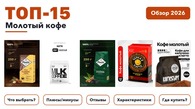 Лучшие молотый кофе 2026: выбрали лучшее по более 2 300 отзывам покупателей