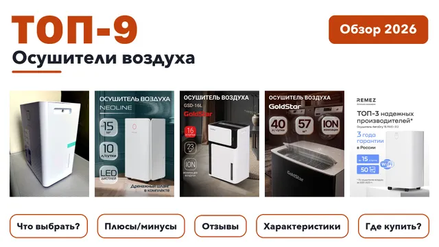 Лучшие осушители воздуха 2026: выбирали из более 160 товаров с высоким рейтингом