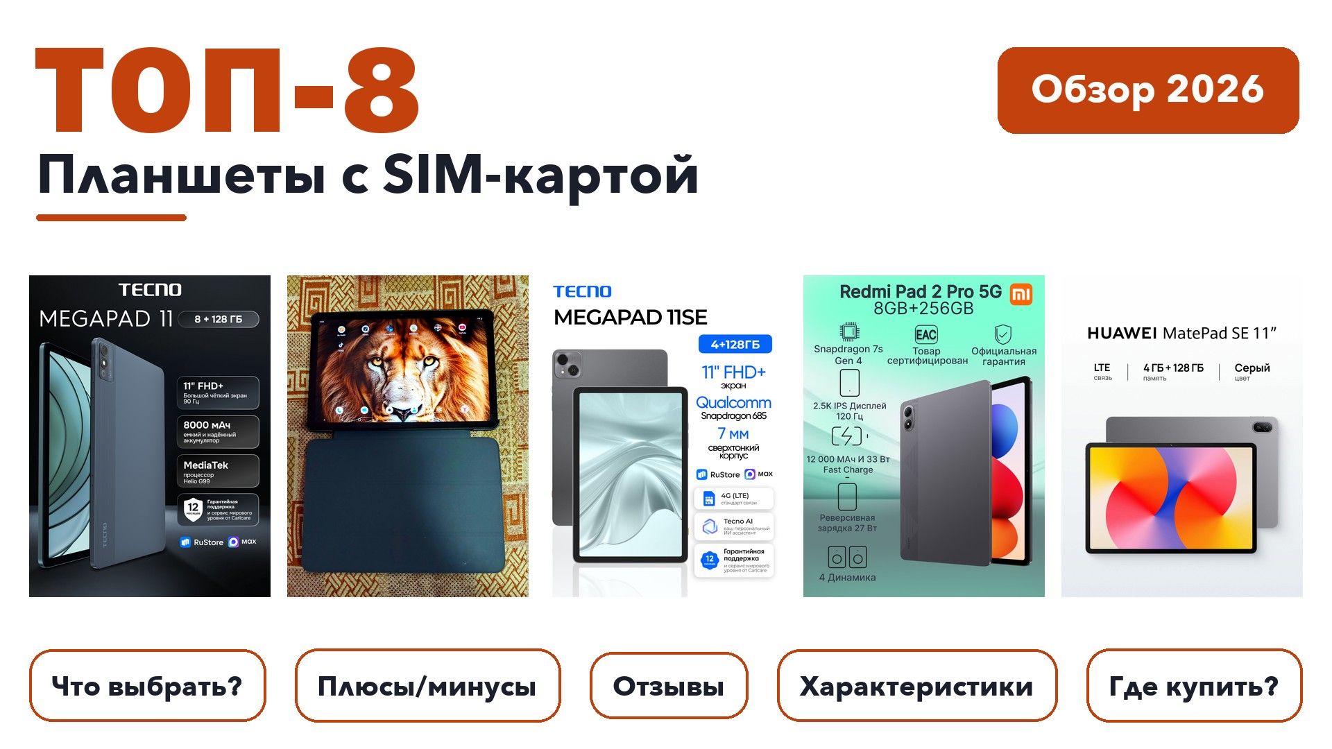 Лучшие планшеты с SIM-картой 2026: выбрали лучшее по более 310 отзывам покупателей