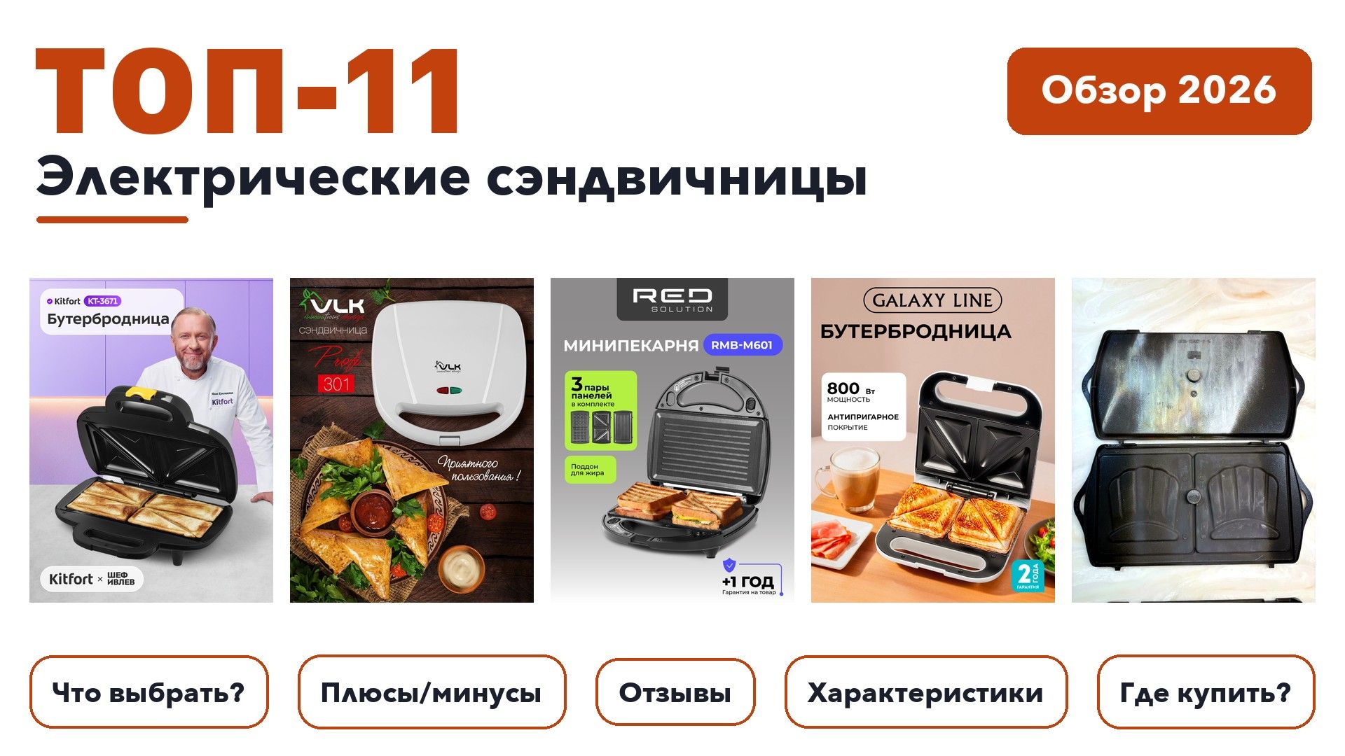 Популярные электрические сэндвичницы 2026 по более 580 отзывам реальных покупателей