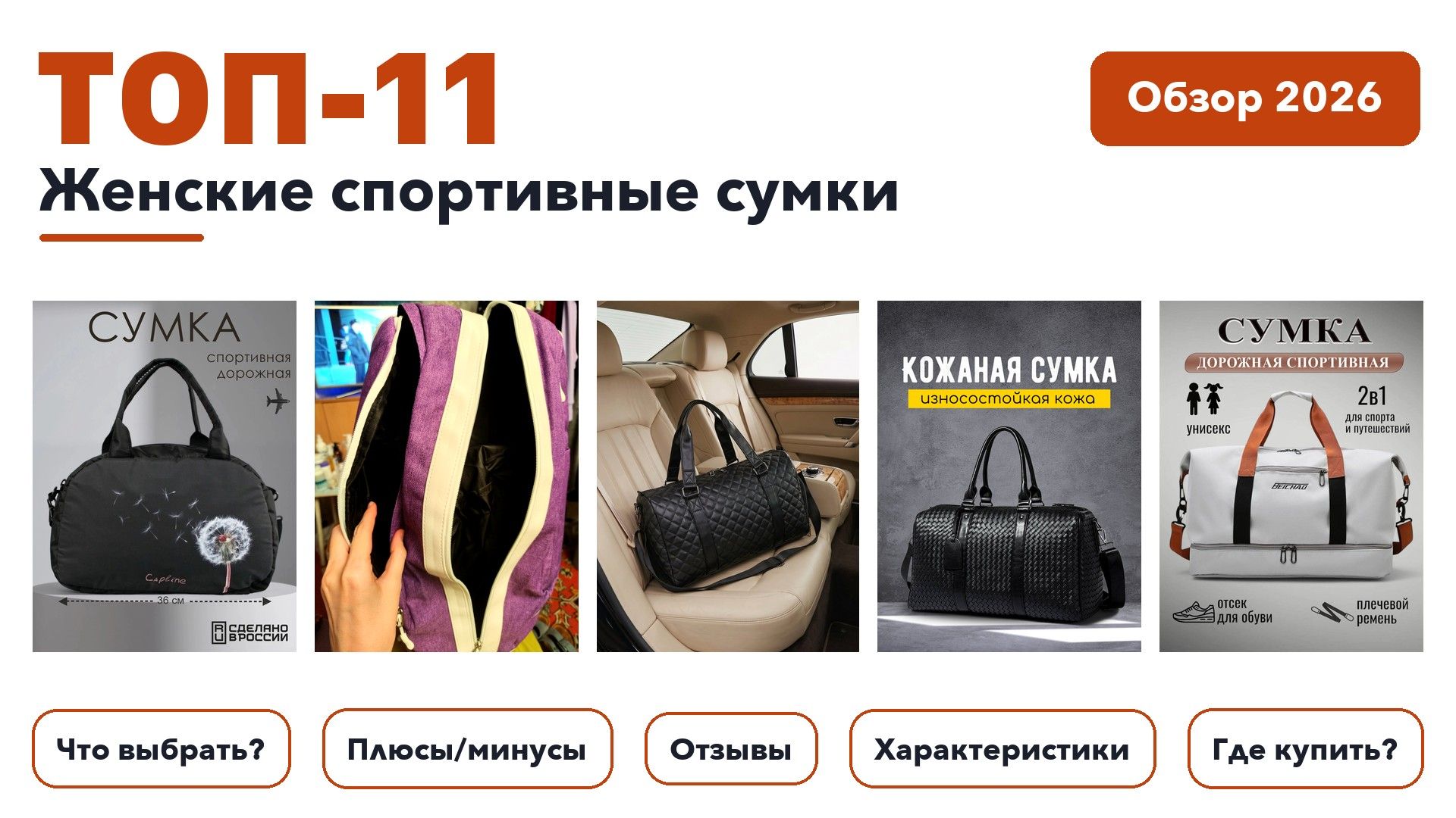 Лучшие женские спортивные сумки 2026 по более 970 отзывам реальных покупателей