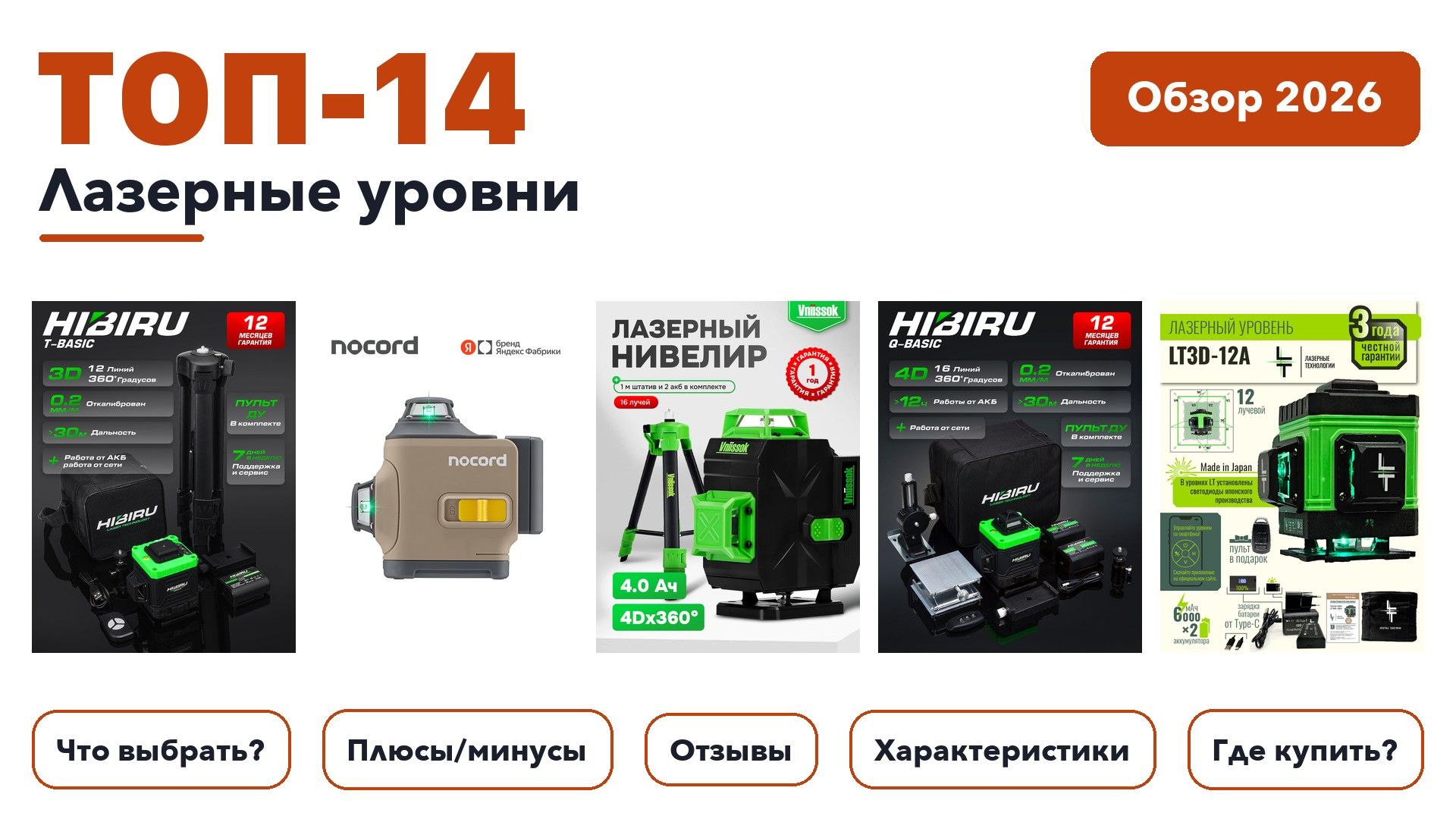 Лучшие лазерные уровни 2026: выбирали из более 230 товаров с высоким рейтингом