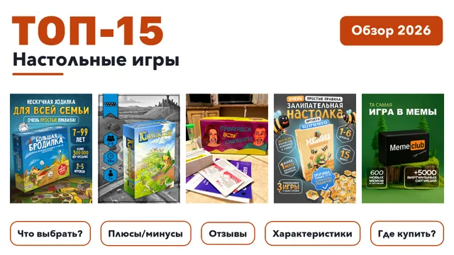 Лучшие настольные игры 2026 по более 2 900 отзывам реальных покупателей