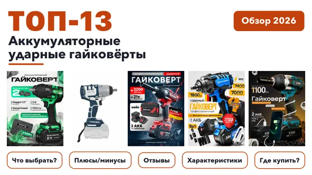 Лучшие аккумуляторные ударные гайковёрты 2026: выбрали лучшее по более 1 200 отзывам покупателей