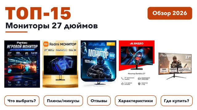Лучшие мониторы 27 дюймов 2026: выбрали лучшее по более 2 200 отзывам покупателей