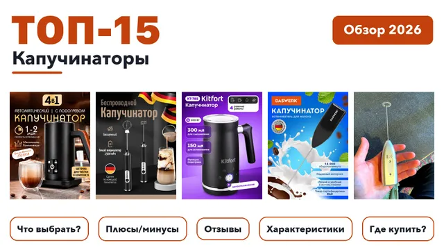 Популярные капучинаторы 2026 по более 1 500 отзывам реальных покупателей