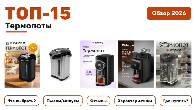 Лучшие термопоты 2026 по более 1 200 отзывам реальных покупателей