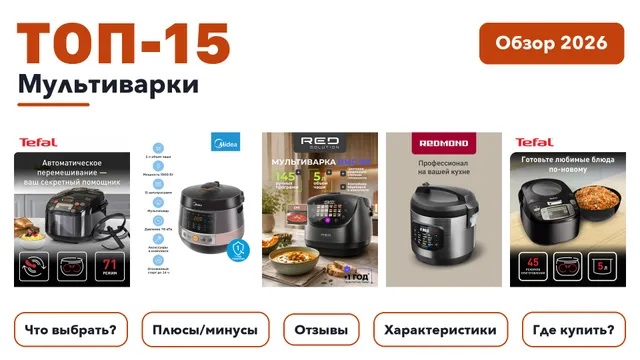 Лучшие мультиварки 2026 на основе более 2 900 реальных отзывов покупателей