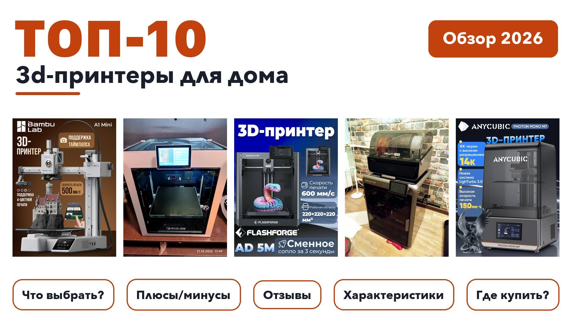 Лучшие 3d-принтеры для дома 2026 по более 530 отзывам реальных покупателей