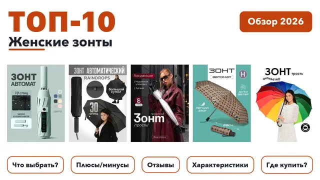 Лучшие женские зонты 2026: выбрали лучшее по более 340 отзывам покупателей