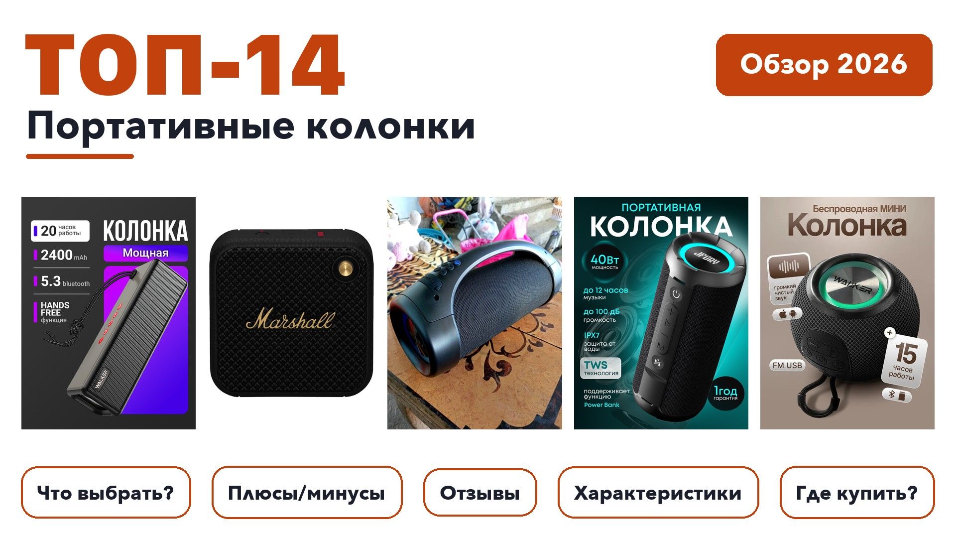 Лучшие портативные колонки 2026: выбрали лучшее по более 2 000 отзывам покупателей