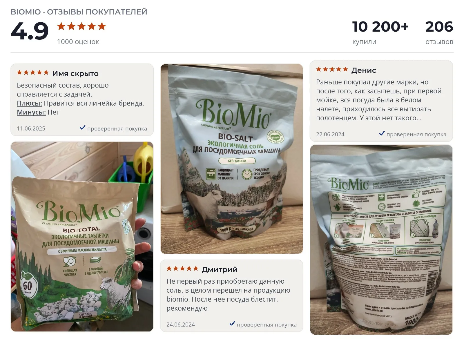 Отзывы и фотографии покупателей на BioMio Bio Salt. Источник Яндекс.Маркет Соль для посудомоечной машины BioMio Bio Salt - реальные фото и отзывы покупателей