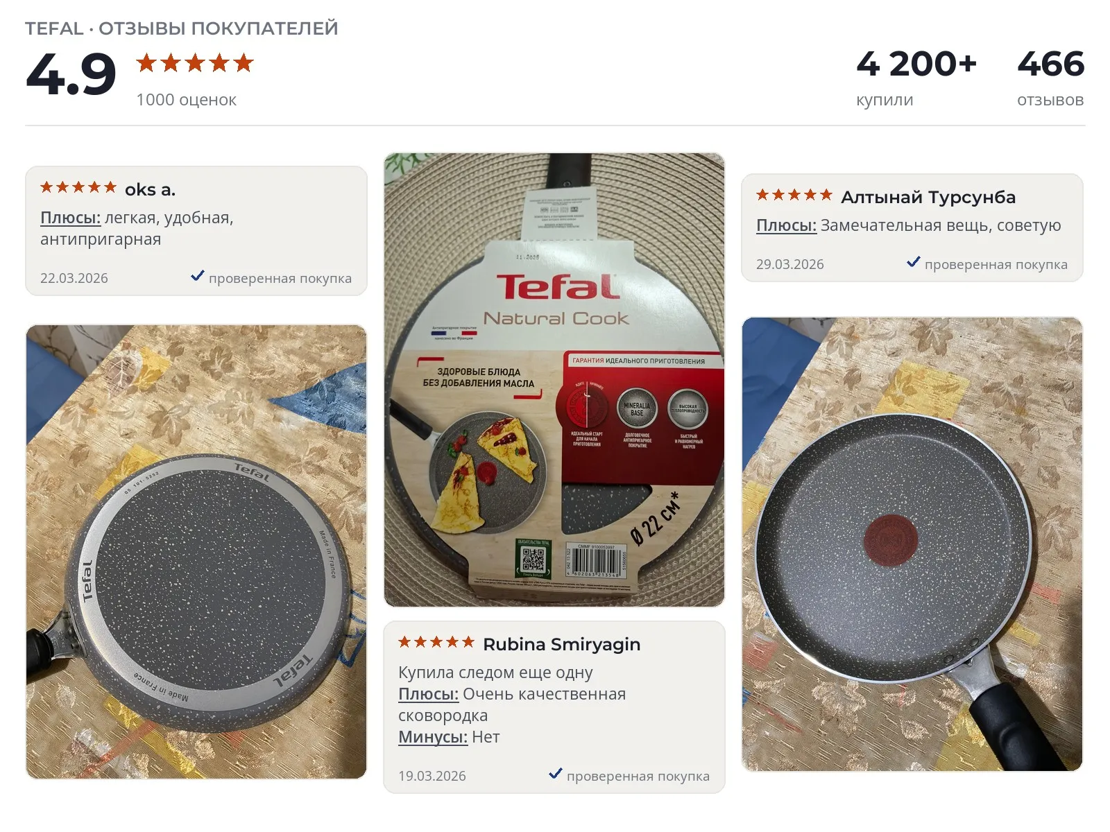 Отзывы и фотографии покупателей на Tefal Natural Cook. Источник Яндекс.Маркет Блинная сковорода Tefal Natural Cook - реальные фото и отзывы покупателей