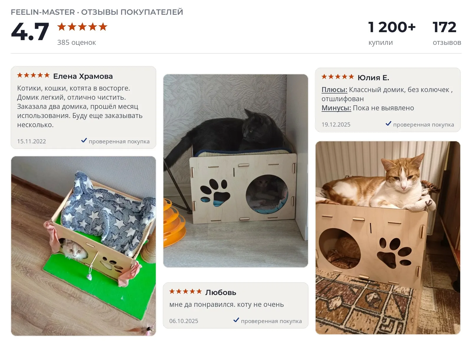 Домик для кошек Деревянный из фанеры - реальные фото и отзывы покупателей