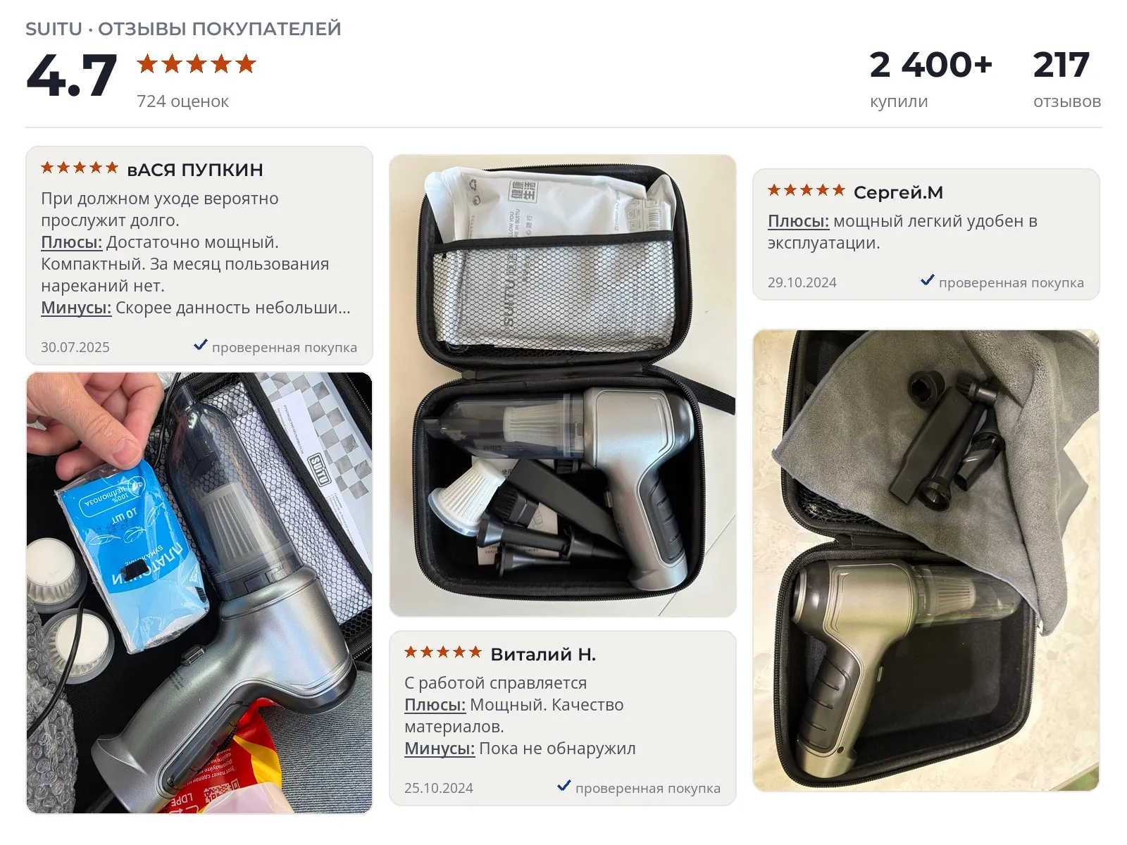 Автомобильный пылесос Suitu ST-6645Pro - реальные фото и отзывы покупателей