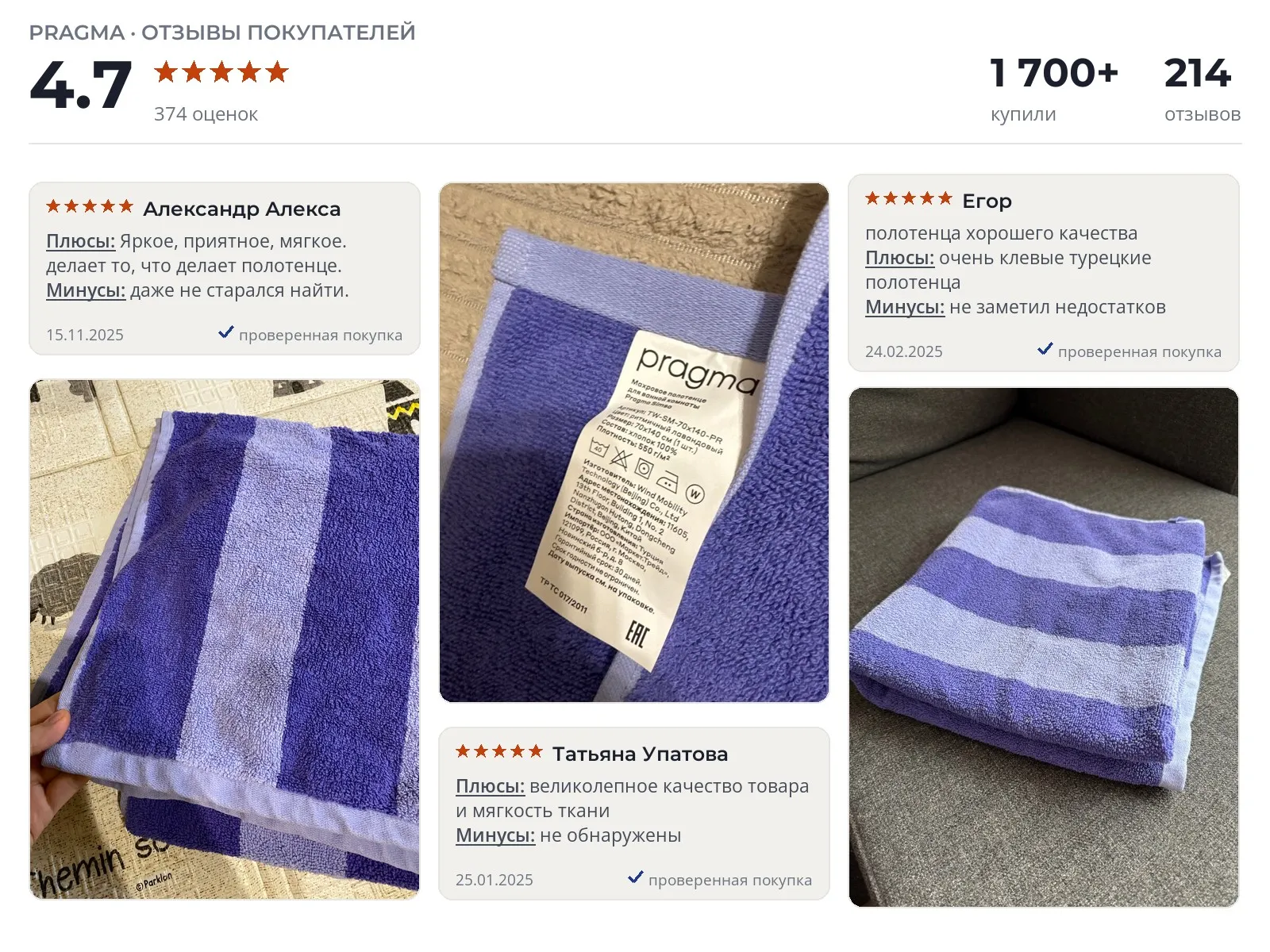 Полотенце для ванной Pragma Simso - реальные фото и отзывы покупателей