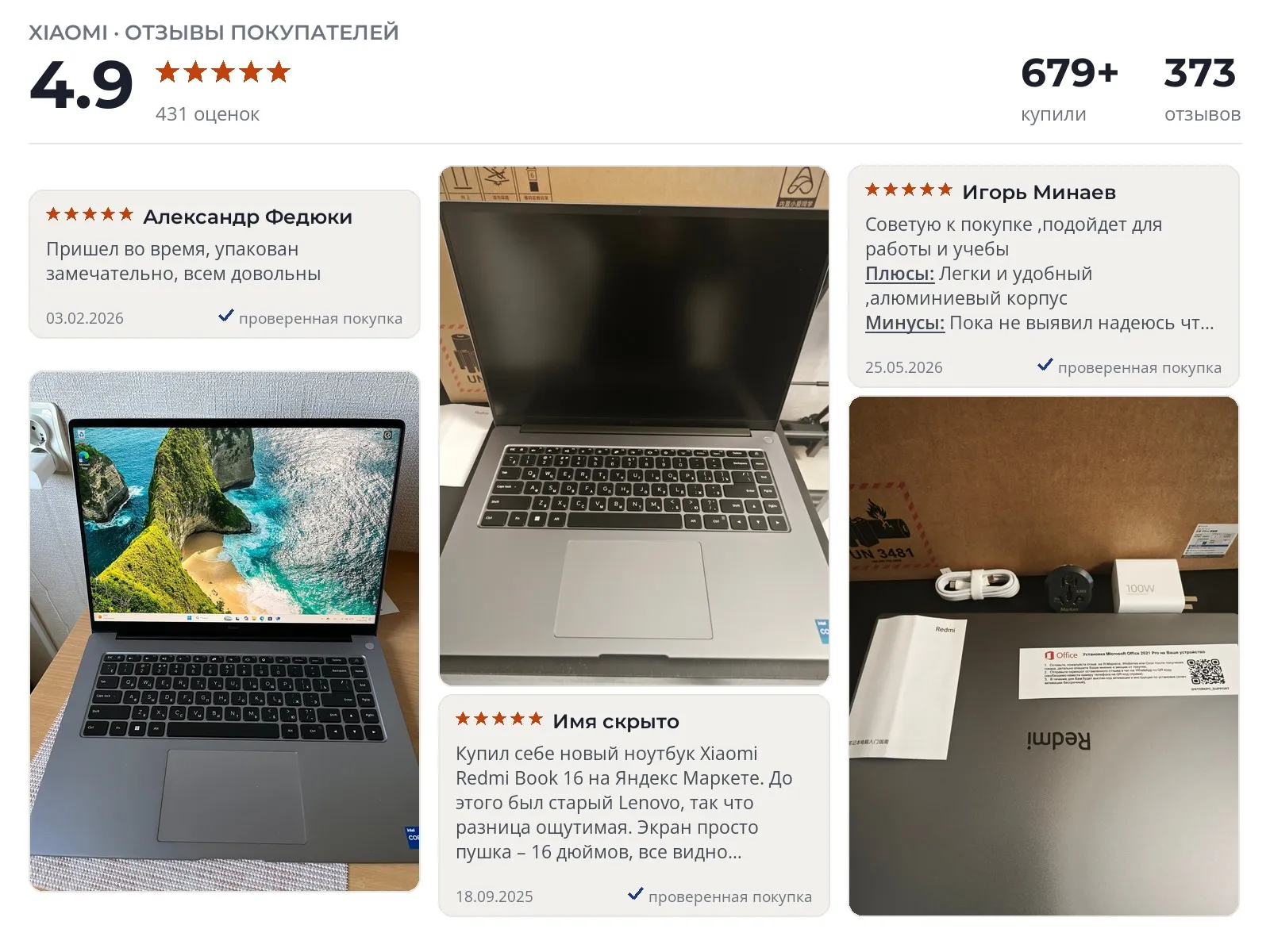 Ноутбук Xiaomi Redmi Book 16 - реальные фото и отзывы покупателей