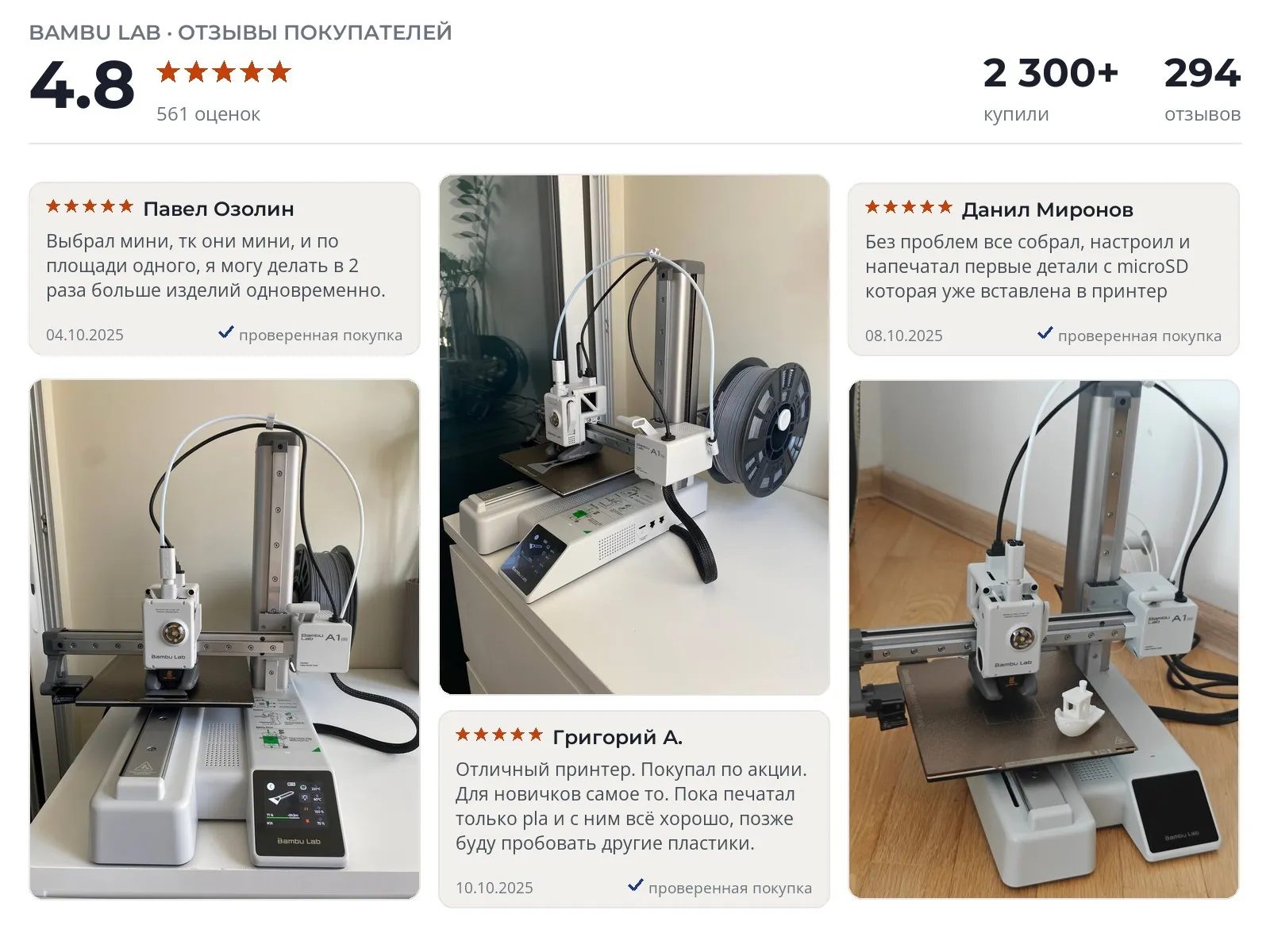 3d-принтер Bambu Lab A1 mini - реальные фото и отзывы покупателей