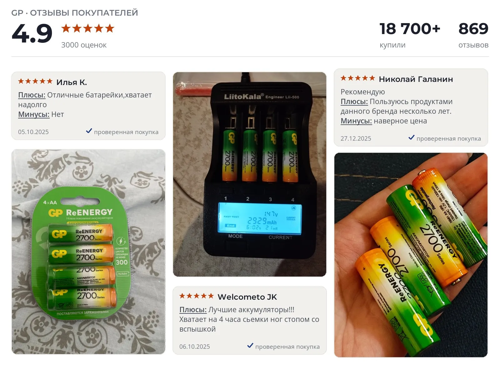 Аккумуляторные батарейки GP серия 2700 - реальные фото и отзывы покупателей