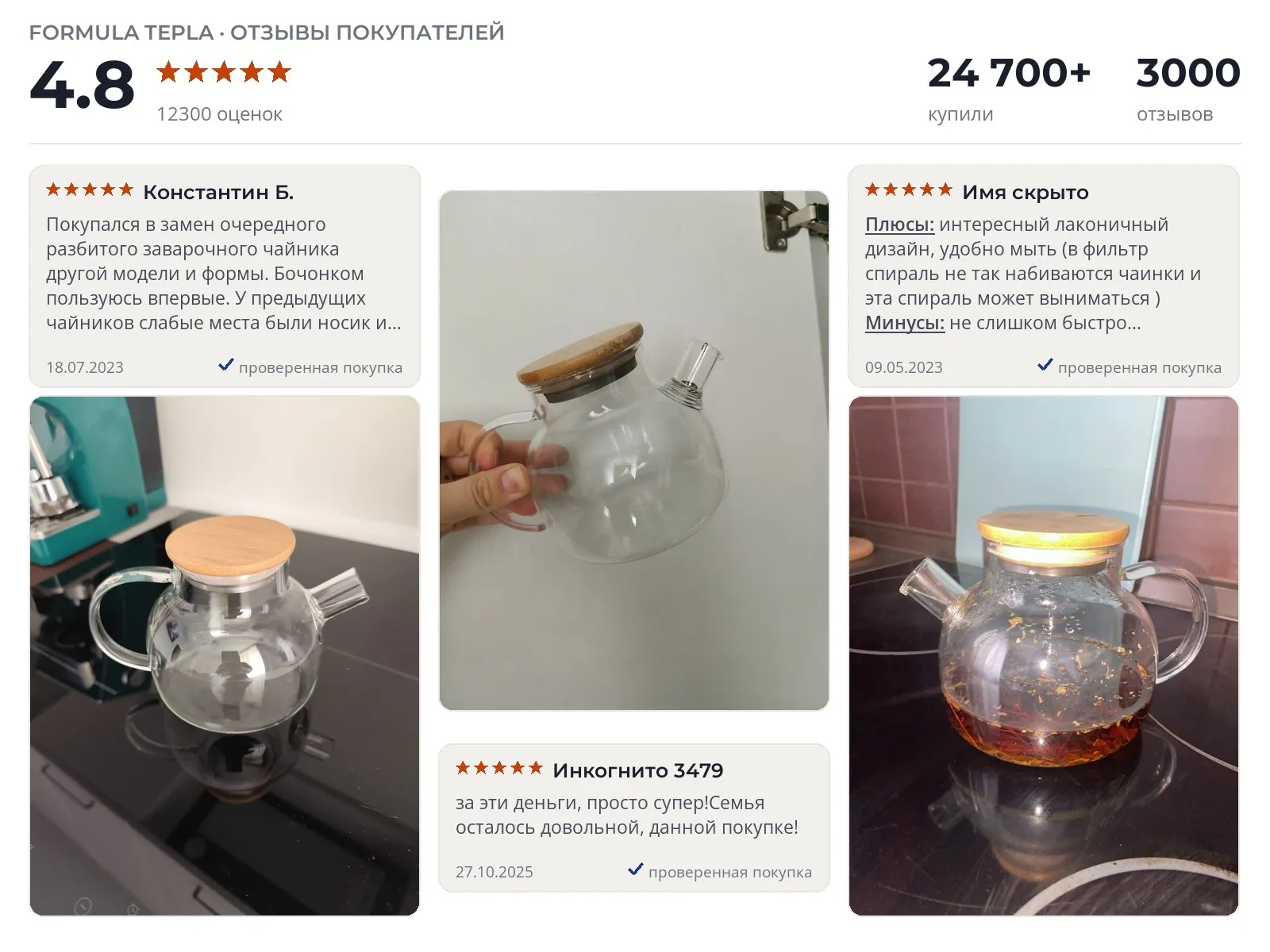 Отзывы и фотографии покупателей на Formula Tepla. Источник Яндекс.Маркет Заварочный чайник Formula Tepla - реальные фото и отзывы покупателей