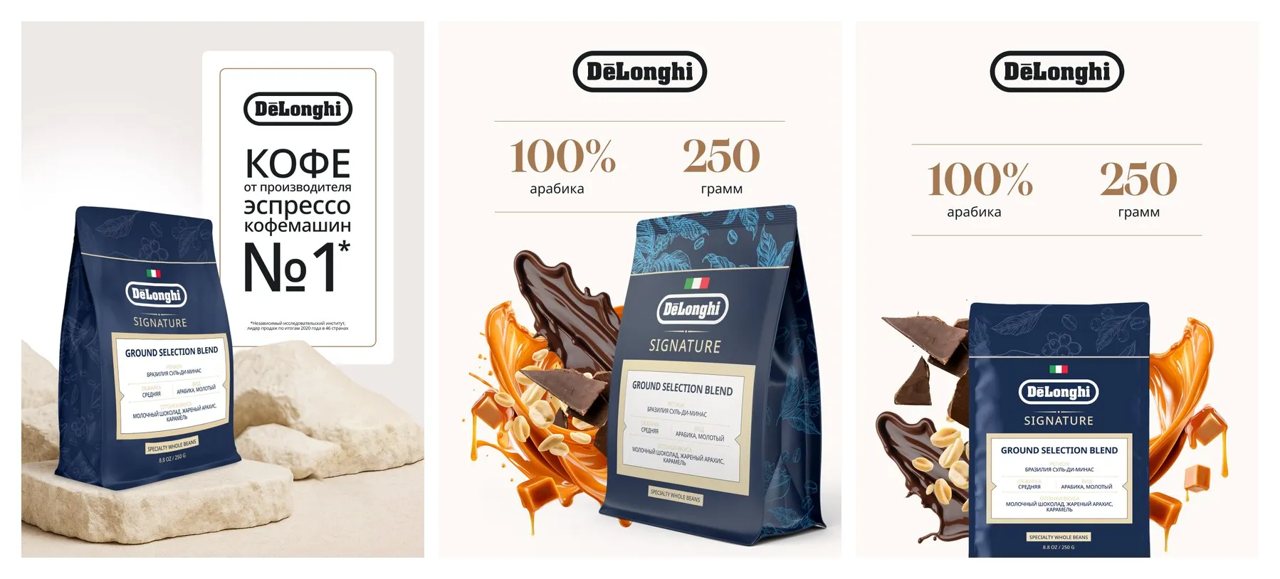 Кофе Молотый Delonghi GROUND Selection Blend Coffee 250 грамм Молотый