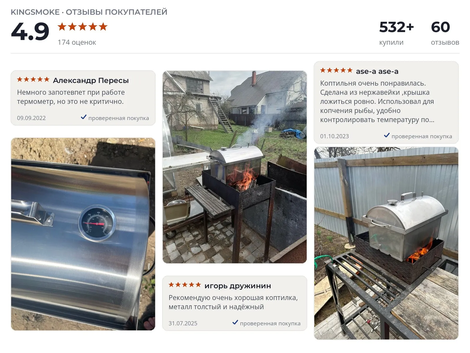 Отзывы и фотографии покупателей на KINGSMOKE Lux 450. Источник Яндекс.Маркет Коптильня KINGSMOKE Lux 450 - реальные фото и отзывы покупателей