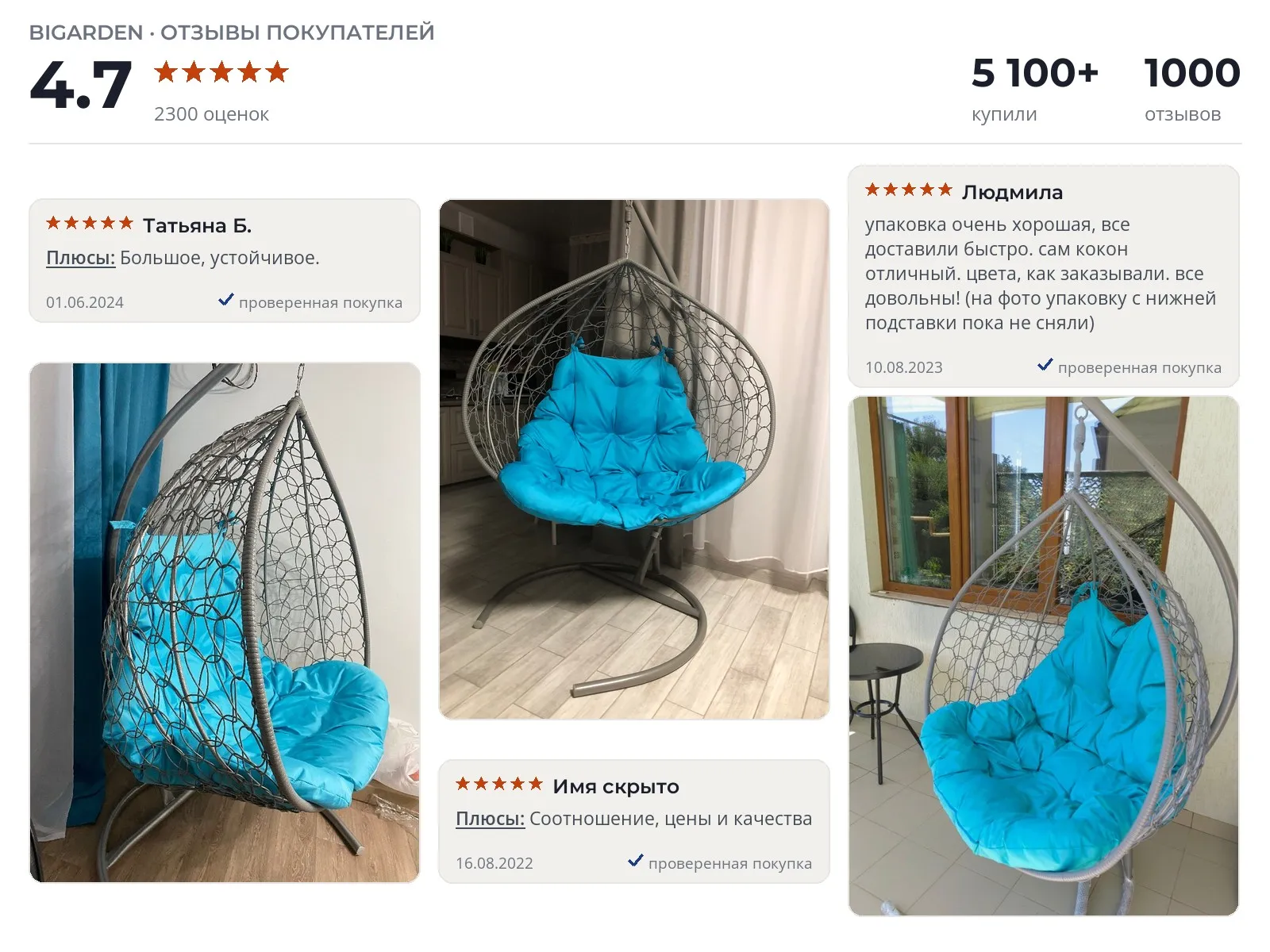 Подвесное кресло Bigarden Gemini Promo со стойкой - реальные фото и отзывы покупателей