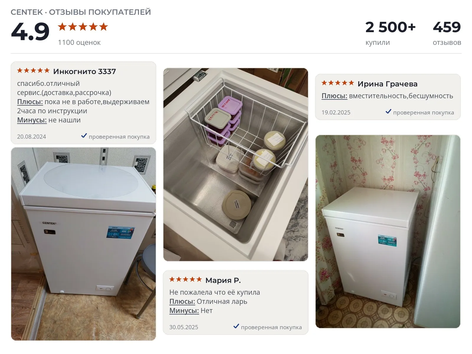 Морозильная камера Centek CT-1791 - реальные фото и отзывы покупателей