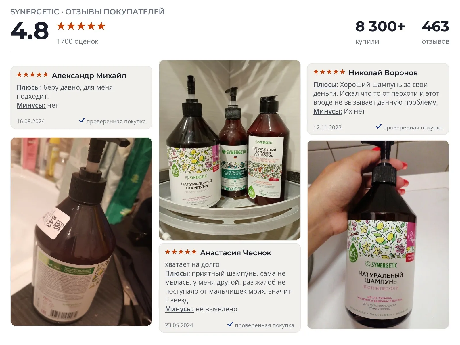 Шампунь от перхоти Synergetic Против перхоти - реальные фото и отзывы покупателей