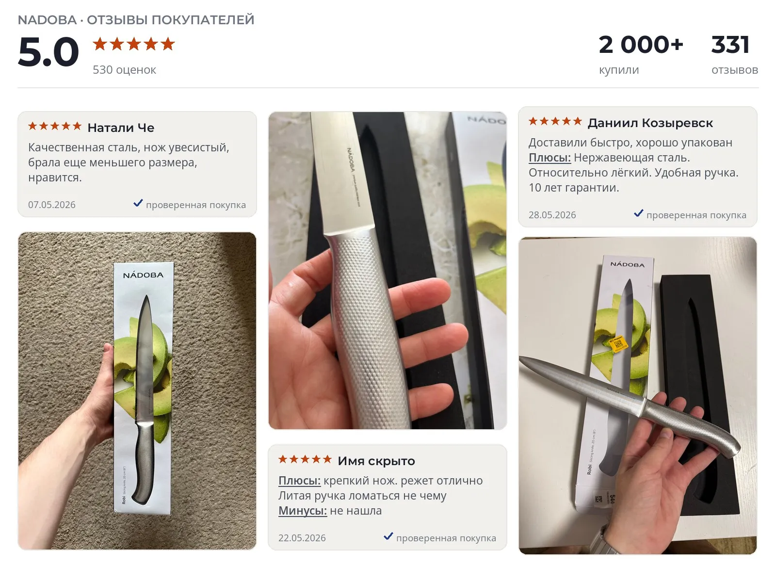 Отзывы и фотографии покупателей на NADOBA. Источник Яндекс.Маркет Кухонный нож NADOBA - реальные фото и отзывы покупателей