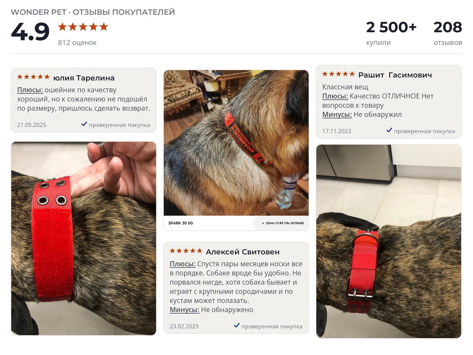 Отзывы и фотографии покупателей на Wonder Pet. Источник Яндекс.Маркет Ошейник для собак Wonder Pet - реальные фото и отзывы покупателей