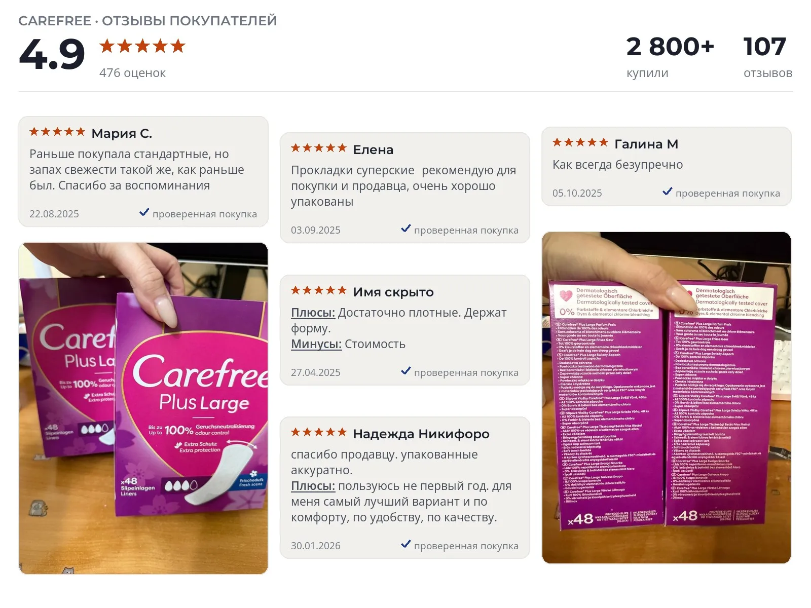 Ежедневные прокладки Carefree Plus Large Fresh Scent - реальные фото и отзывы покупателей