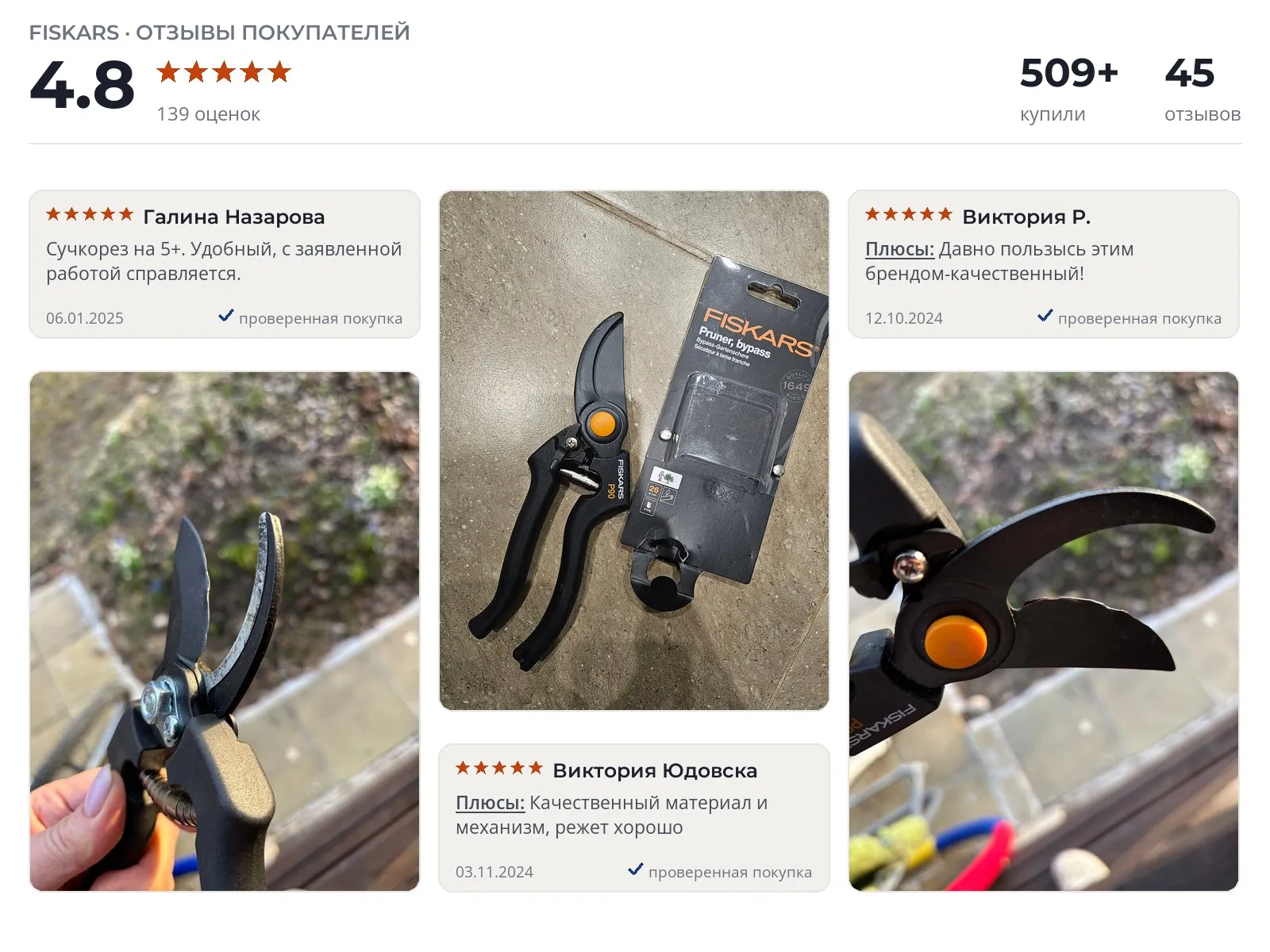 Отзывы и фотографии покупателей на Fiskars P90. Источник Яндекс.Маркет Садовый секатор Fiskars P90 - реальные фото и отзывы покупателей
