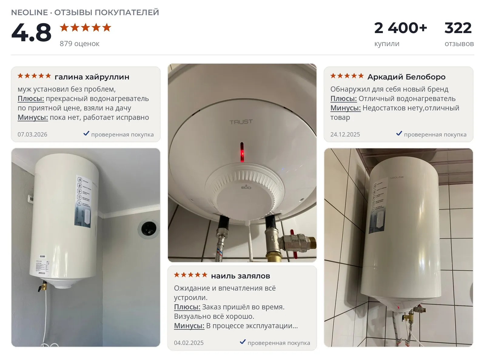 Отзывы и фотографии покупателей на Neoline NWH Trust. Источник Яндекс.Маркет Накопительный водонагреватель 50л Neoline NWH Trust - реальные фото и отзывы покупателей