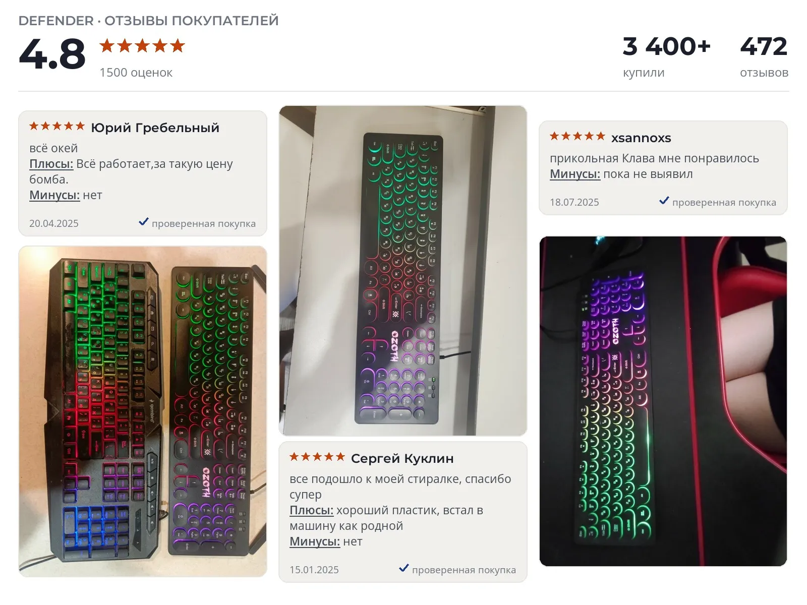 Отзывы и фотографии покупателей на Defender Ozoth. Источник Яндекс.Маркет Игровая клавиатура Defender Ozoth - реальные фото и отзывы покупателей