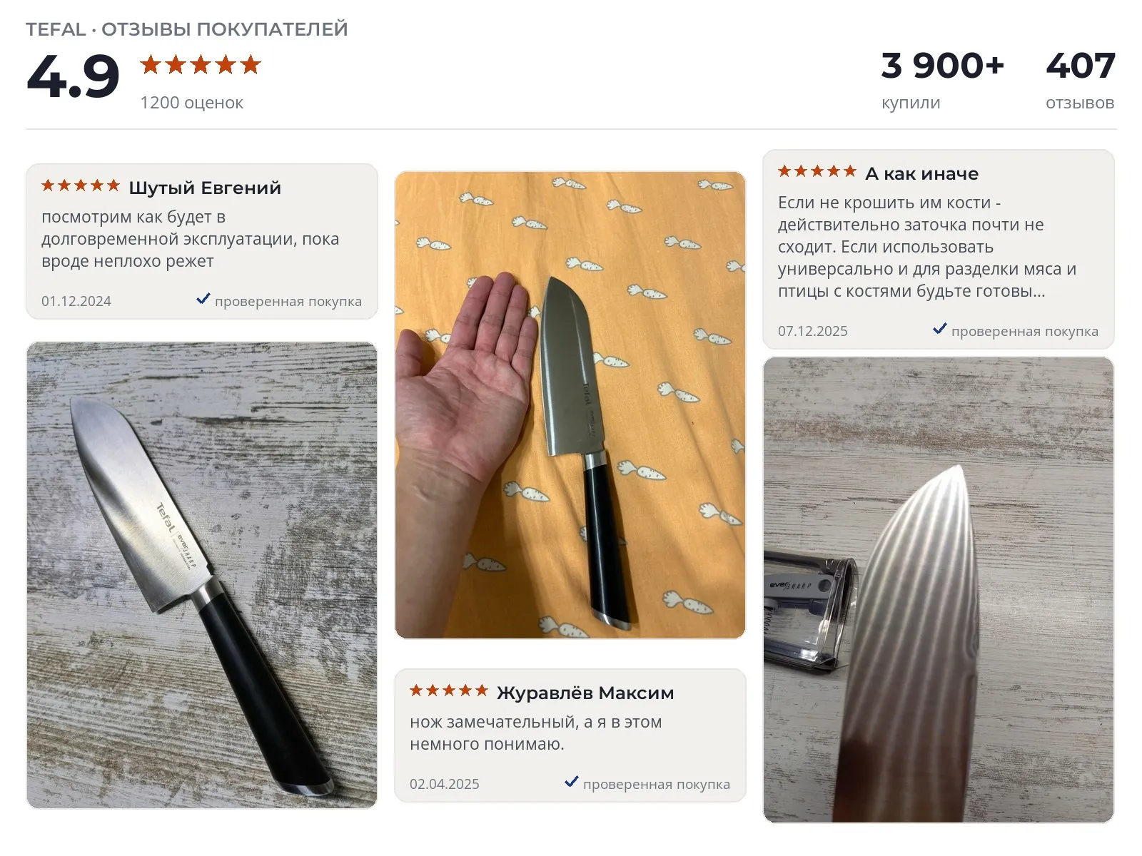 Отзывы и фотографии покупателей на Ever Sharp. Источник Яндекс.Маркет Кухонный нож Ever Sharp - реальные фото и отзывы покупателей