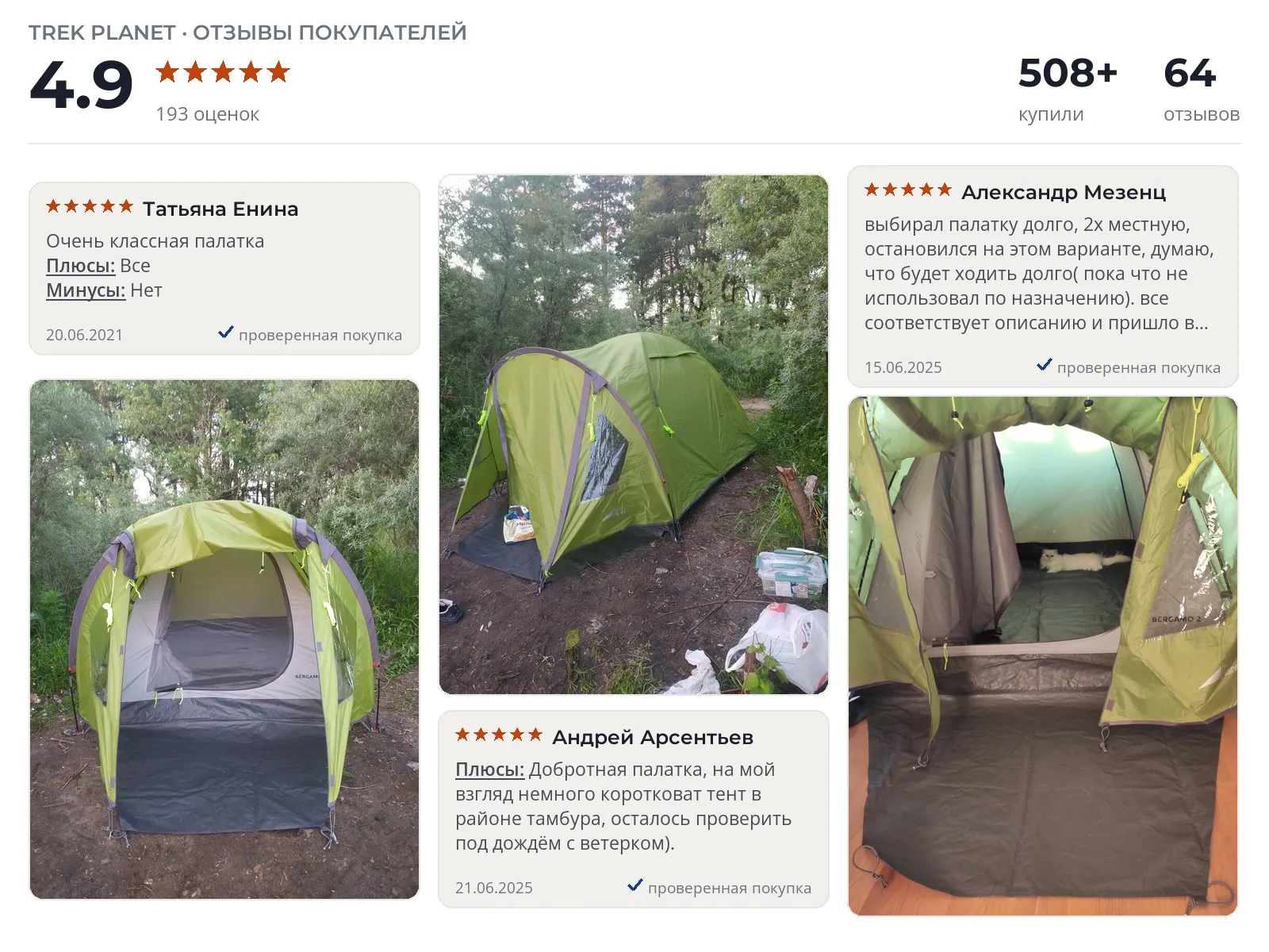 Палатка 2х местная Trek Planet Bergamo 2 - реальные фото и отзывы покупателей