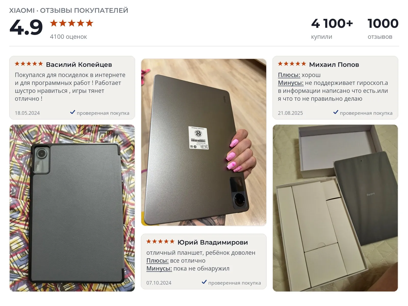 Отзывы и фотографии покупателей на Xiaomi Redmi Pad SE. Источник Яндекс.Маркет Планшет Xiaomi Redmi Pad SE - реальные фото и отзывы покупателей