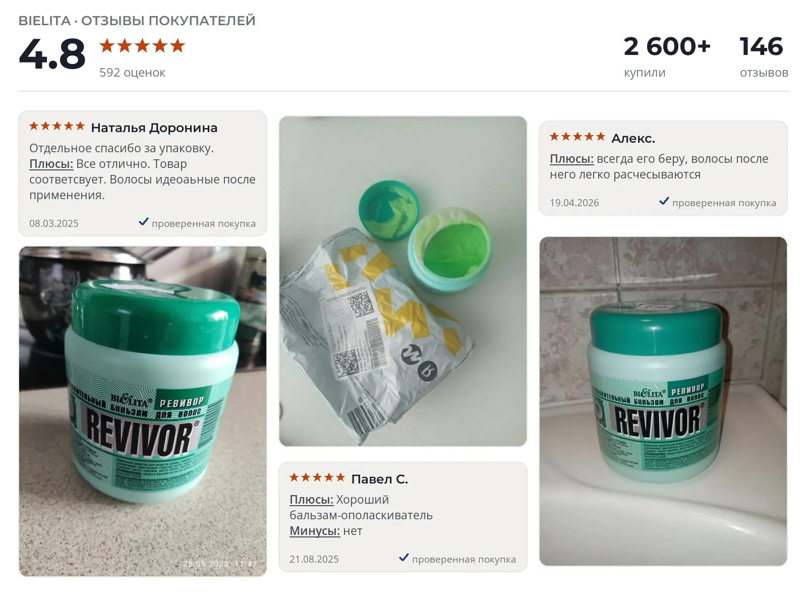 Отзывы и фотографии покупателей на Bielita Revivor. Источник Яндекс.Маркет Бальзам для волос Bielita Revivor - реальные фото и отзывы покупателей