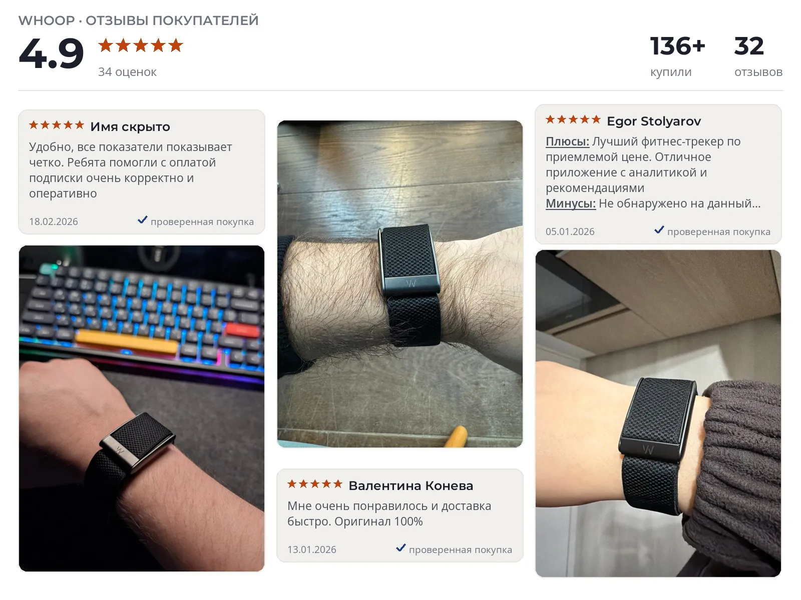 Фитнес-браслет Whoop 5.0 PEAK - реальные фото и отзывы покупателей