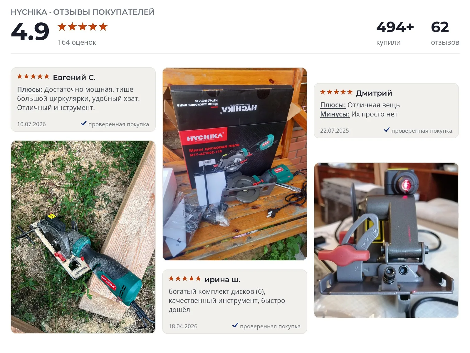 Отзывы и фотографии покупателей на Hychika 115. Источник Яндекс.Маркет Циркулярная пила Hychika 115 - реальные фото и отзывы покупателей