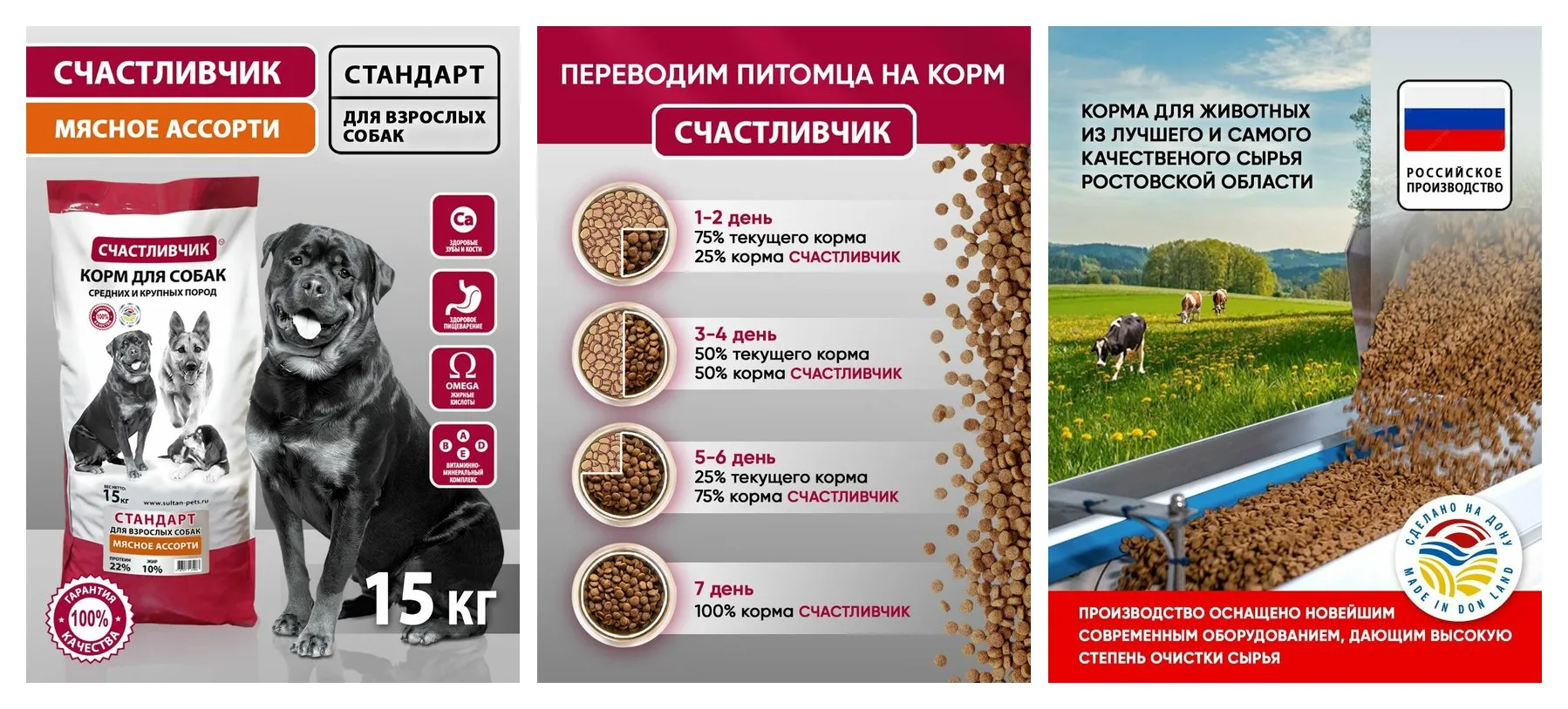 Корм сухой 15 кг Мясное ассорти для взрослых собак средних и крупных пород, Счастливчик Стандарт полнорационное питание Корм сухой 15 кг Мясное ассорти для взрослых собак средних и крупных пород, Счастливчик Стандарт полнорационное питание