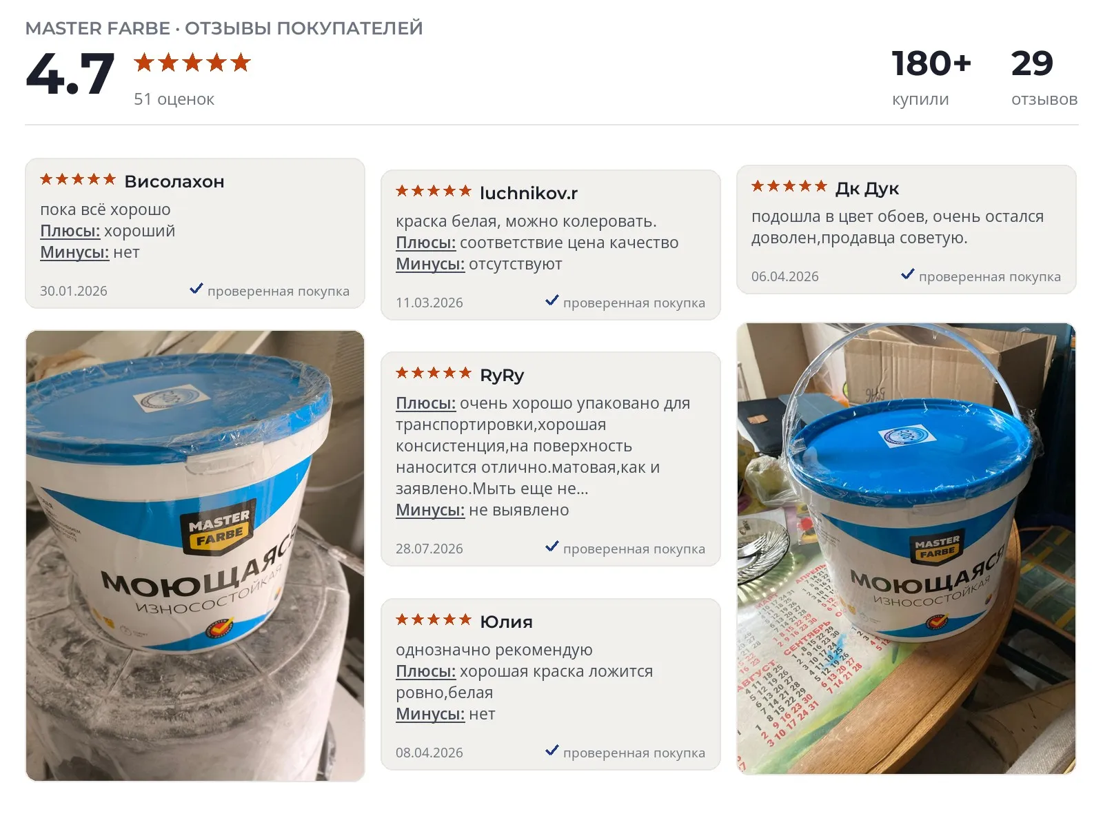 Отзывы и фотографии покупателей на Masterfarbe Моющаяся. Источник Яндекс.Маркет Краска для стен Masterfarbe Моющаяся - реальные фото и отзывы покупателей
