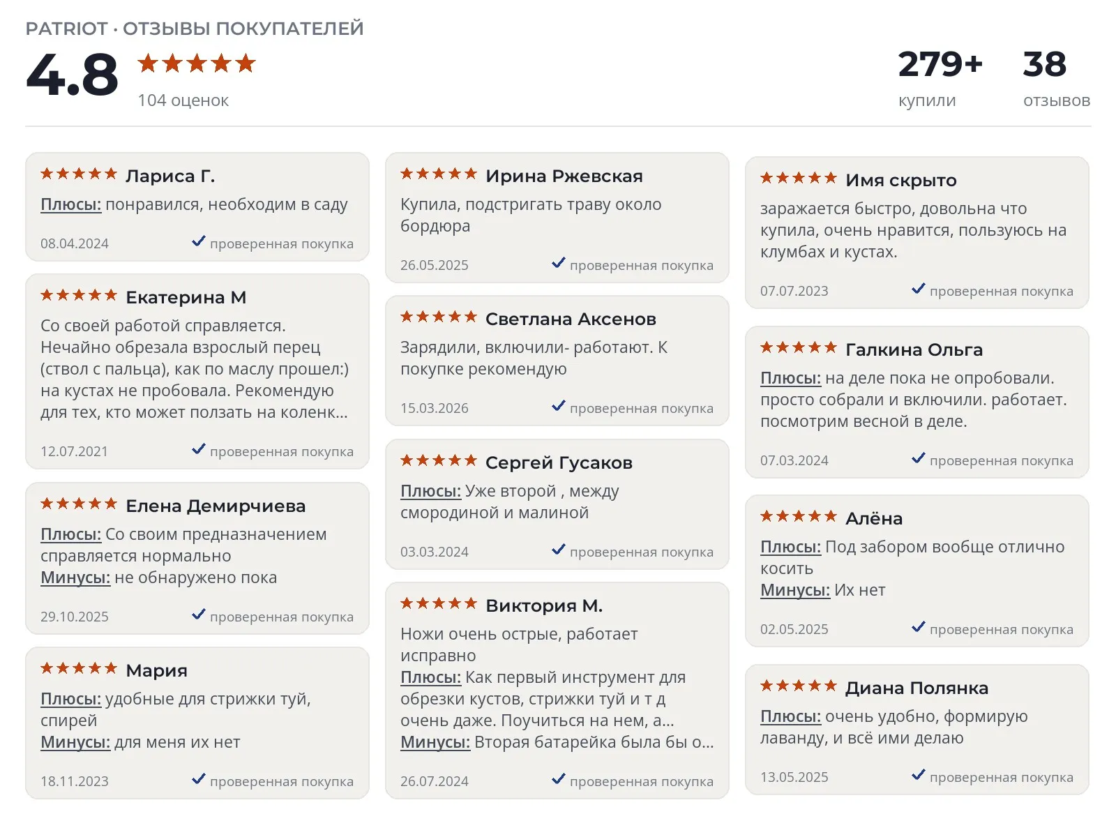 Аккумуляторный кусторез Patriot CSH 360 - реальные фото и отзывы покупателей