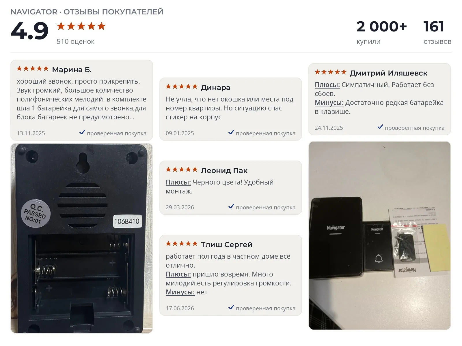 Беспроводной звонок Navigator 80 512 - реальные фото и отзывы покупателей