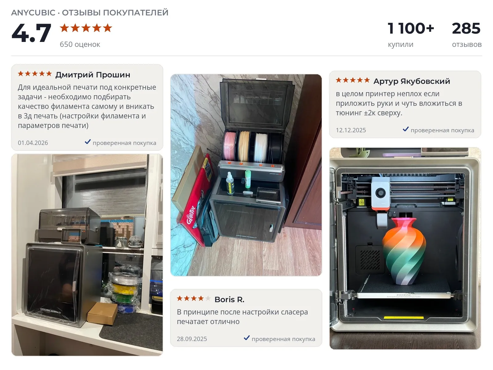 3d-принтер Anycubic Kobra S1 - реальные фото и отзывы покупателей