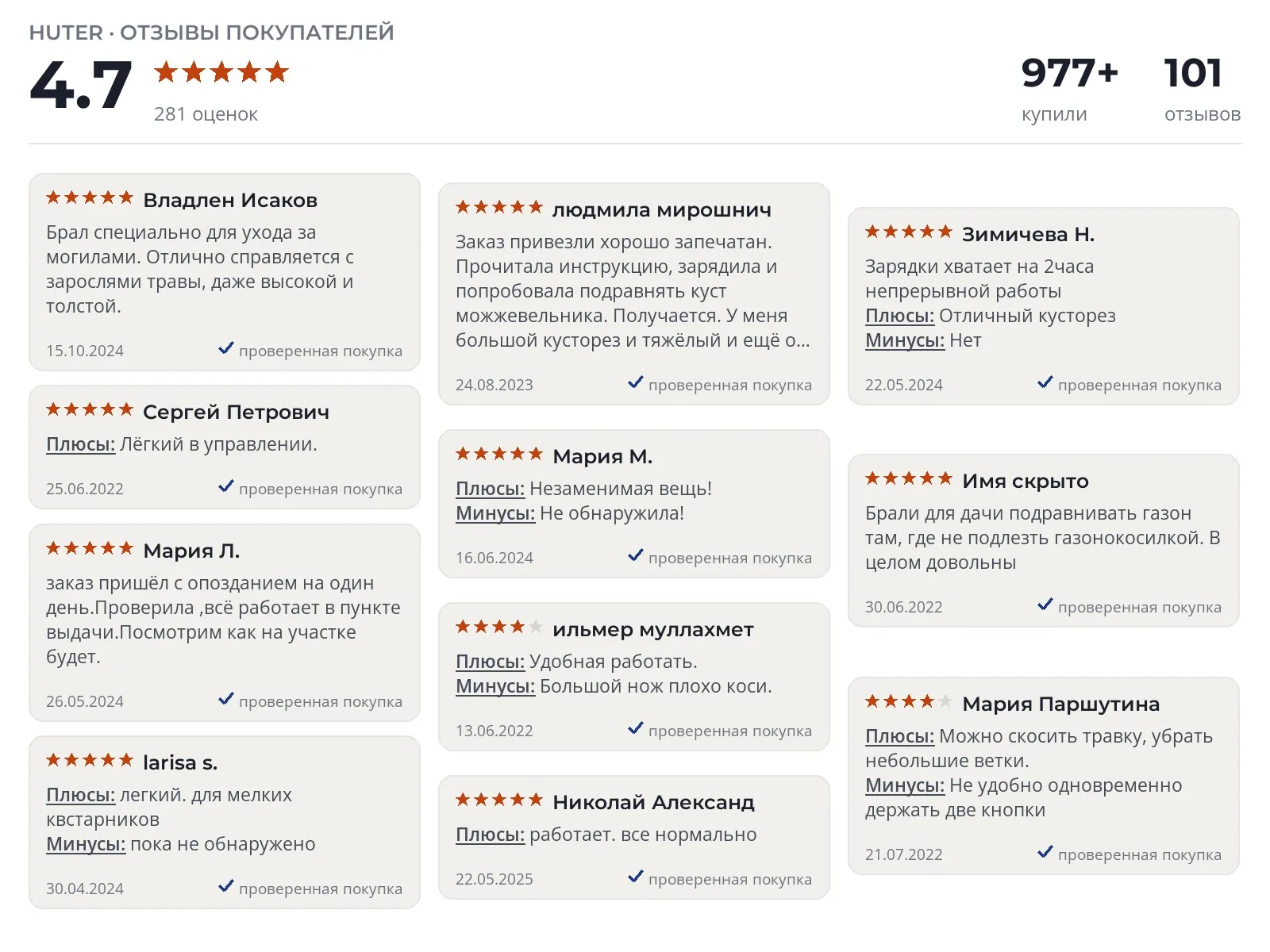 Аккумуляторный кусторез Huter GET-3.6 - реальные фото и отзывы покупателей